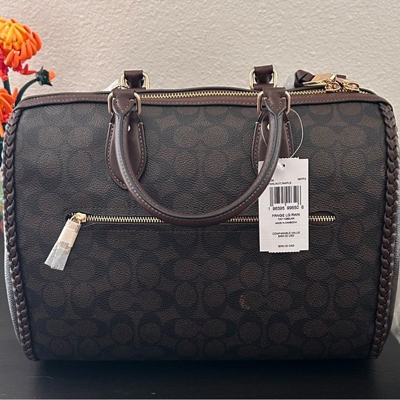 NWT Coach Braided Rowan Large Satchel Bag Signature Canvas - Picture 3 of 4